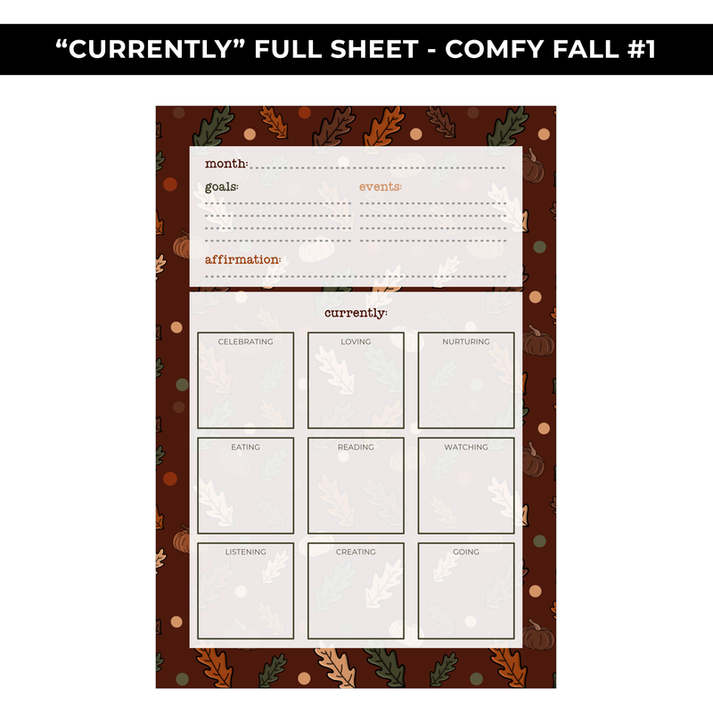 "CURRENTLY" LARGE SHEET #1 - COMFY FALL - NEW RELEASE