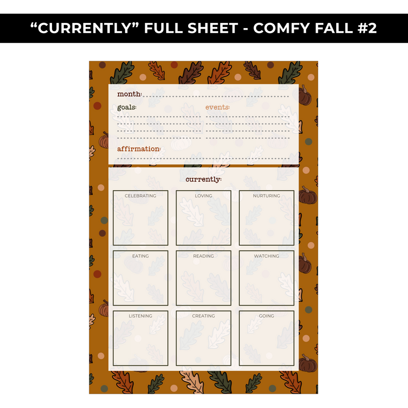 "CURRENTLY" LARGE SHEET #2 - COMFY FALL - NEW RELEASE