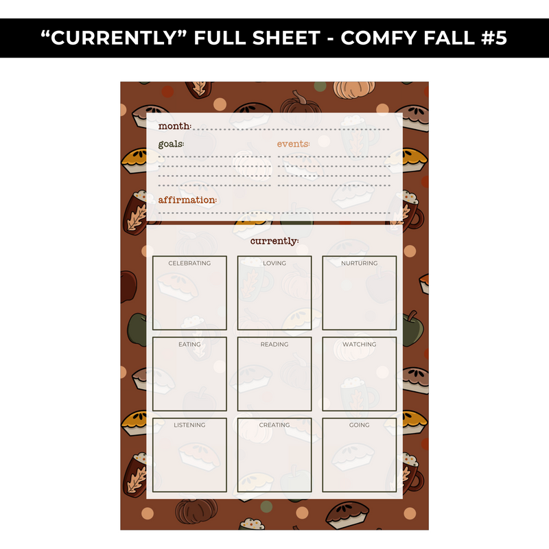 "CURRENTLY" LARGE SHEET #5 - COMFY FALL - NEW RELEASE