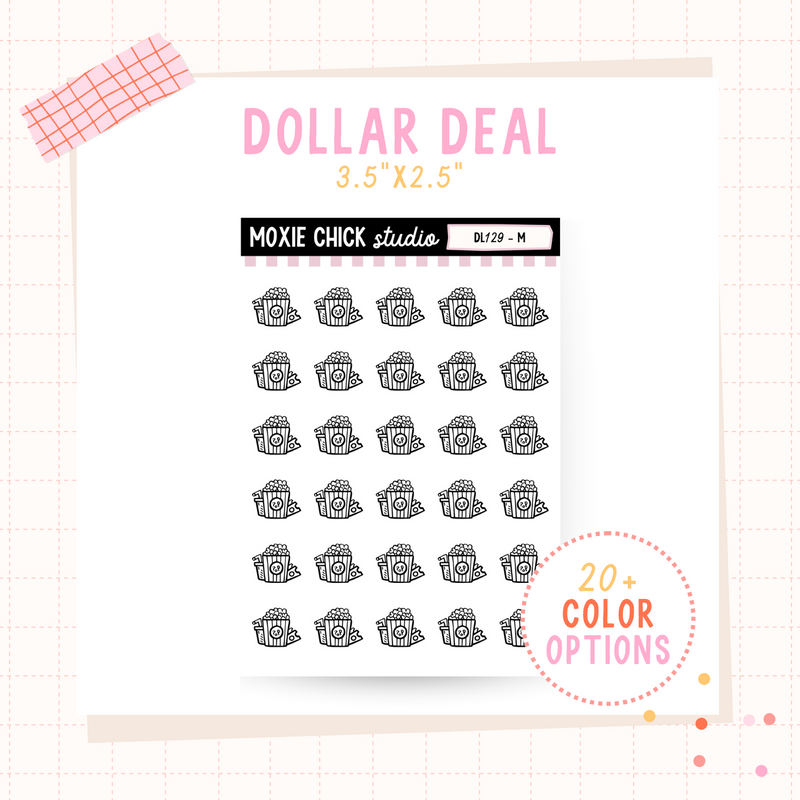 Popcorn - Dollar Deal Sticker Sheets – Perfect for On-the-Go Planners & Journals)